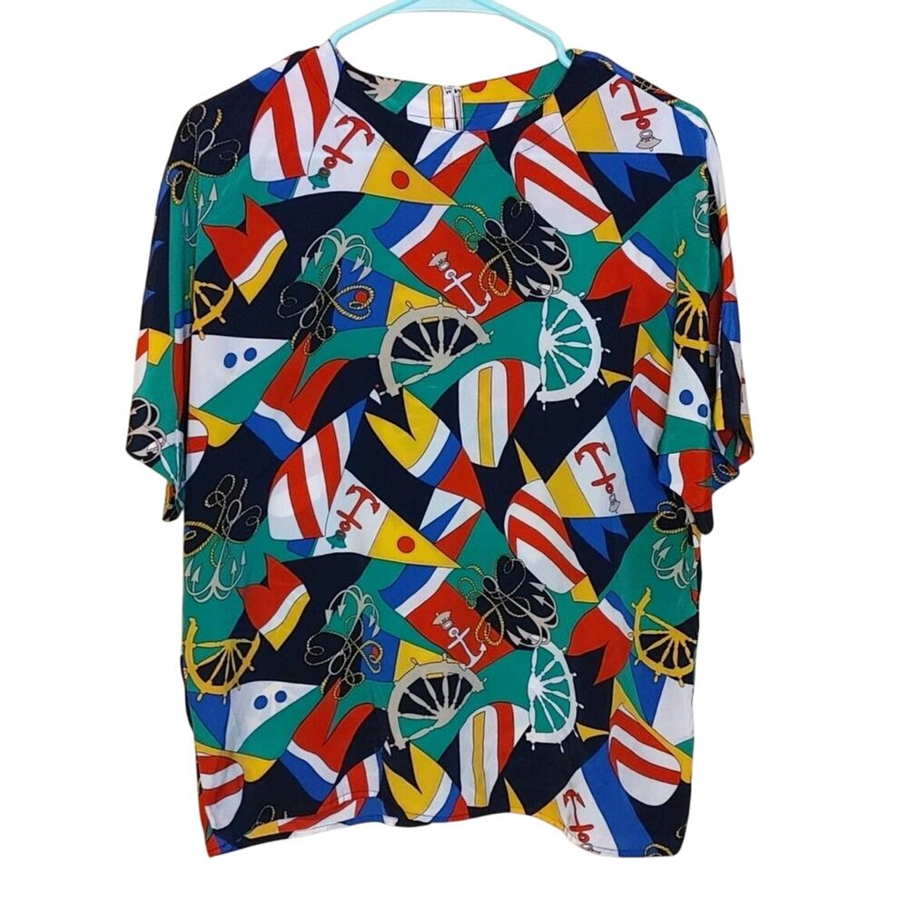 First Impressions Size Medium M Polyester Vintage Retro Vibrant Top Anchor
